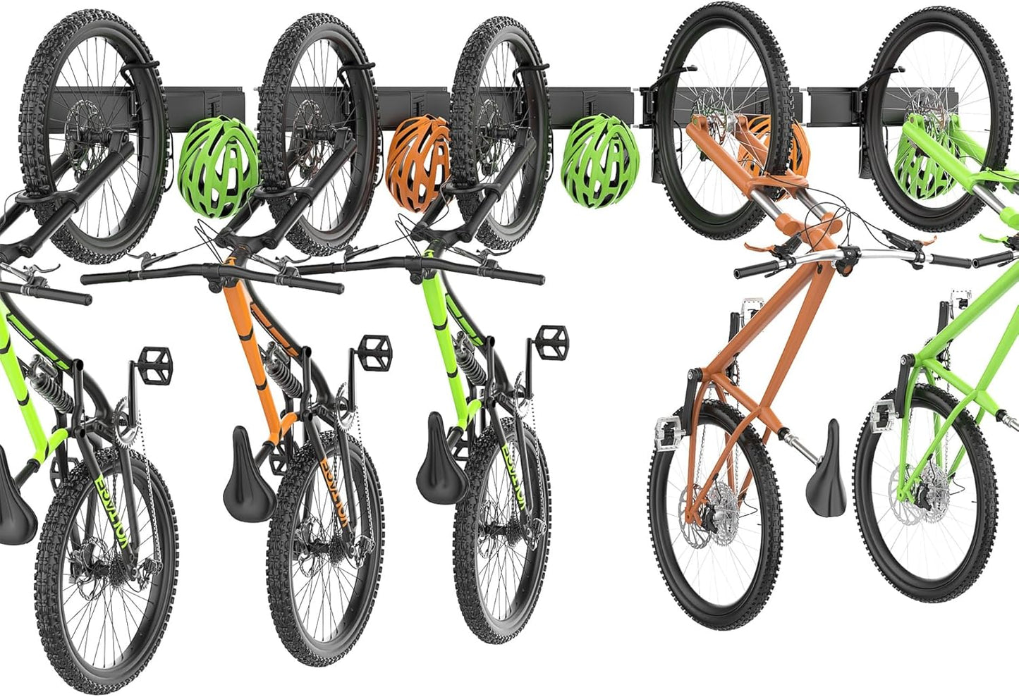 TORACK Wall-mounted Swivel Bike Rack, Garage Vertical Bike Storage Hangers for 5 Bikes Rotating Bike Storage Hooks