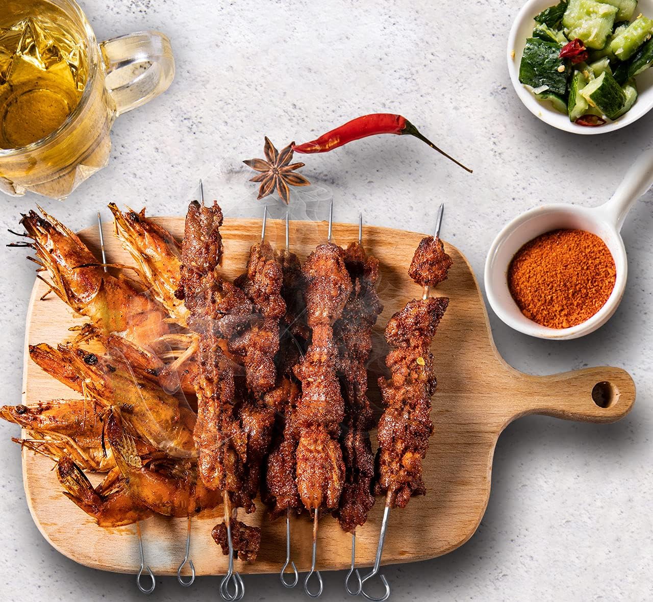 10 inch Barbecue Skewers, HONSHEN Metal BBQ Sticks,12Pack Stainless Steel Square Skewer,Kebob,kabob Sets for Grill Outings Cooking (BBQ Skewers Square 10inch-12p)