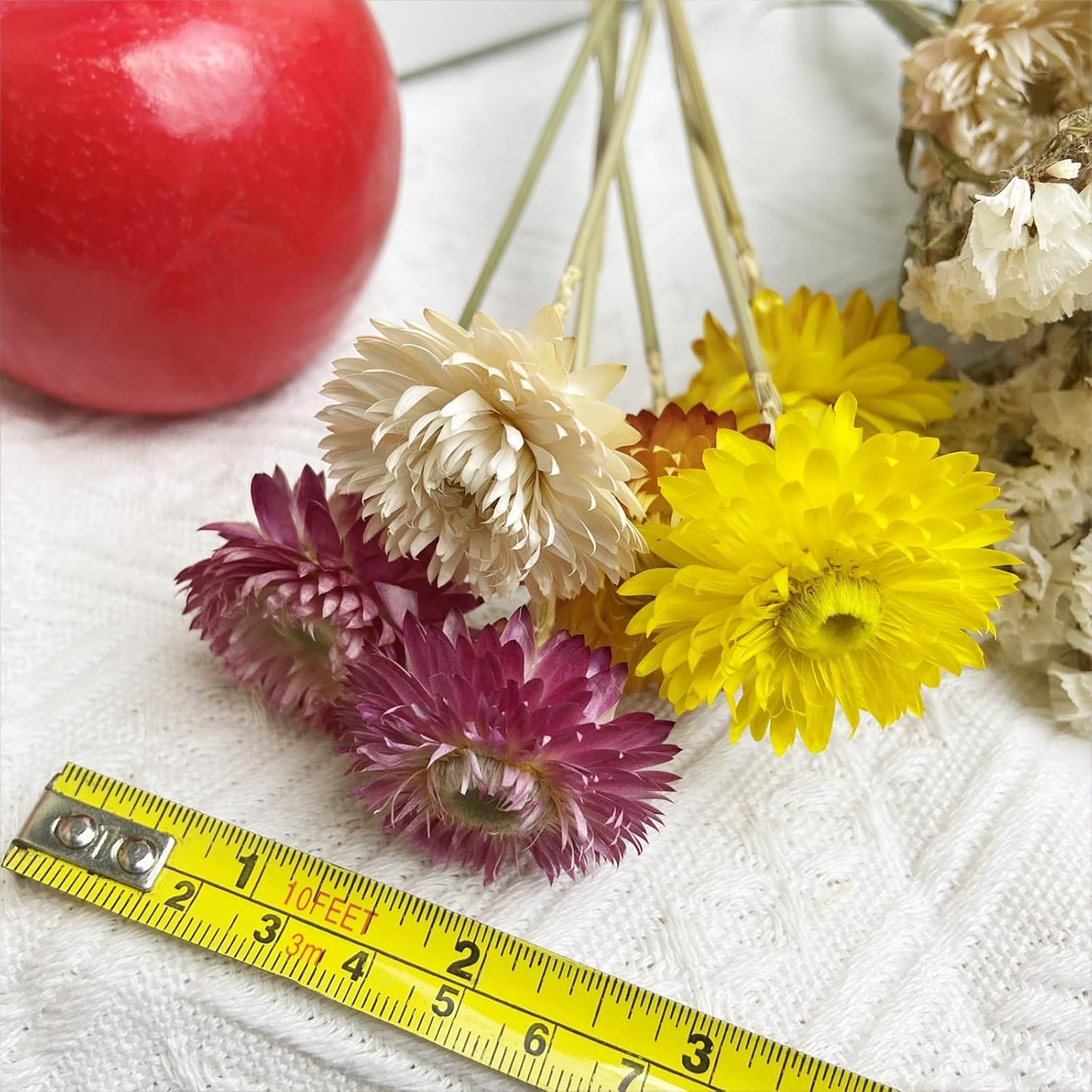 L'BREVOGA Dried Flower Bouquets, 16 pcs 100% Natural Daisy Strawflower for Decoration Home Party - Pink & White