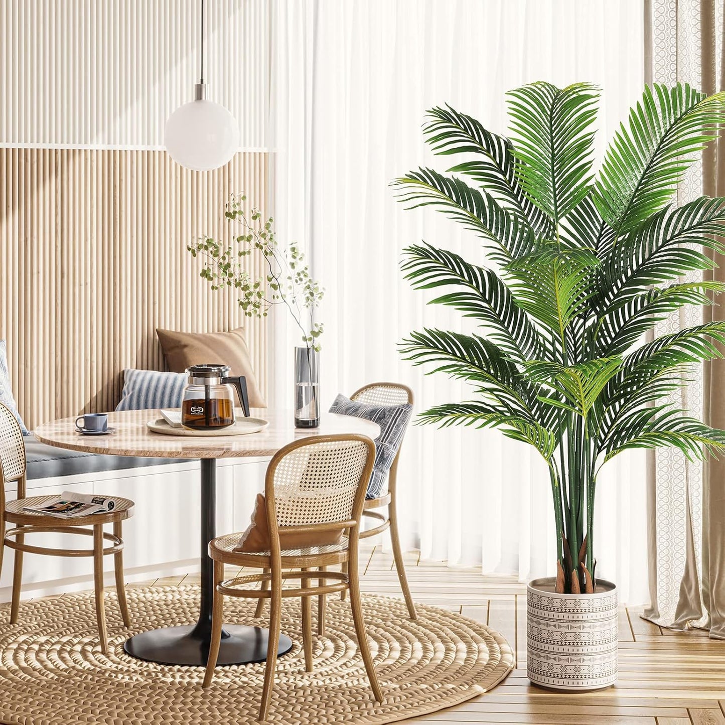 VIAGDO Artificial Fake Palm Tree 6ft Tall with 16 Detachable Trunks Faux Tropical Palm Silk Plant Feaux Dypsis Lutescens Plants in Pot for Home Office Living Room Floor Decor Indoor