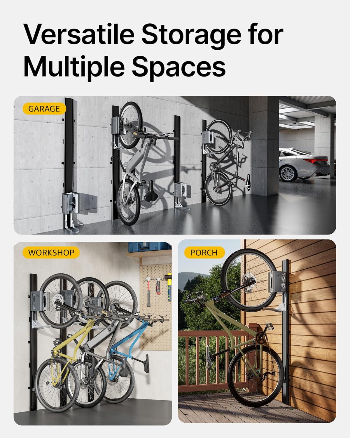 monTEK Automatic Lift EBike Rack – Fits 24-29" Tires, Heavy-Duty Vertical Wall Rack for Bicycles (Up to 71 lbs) - Effortless Lifting, Easy Install - Space-Saving Storage for Garage, Shed, BG