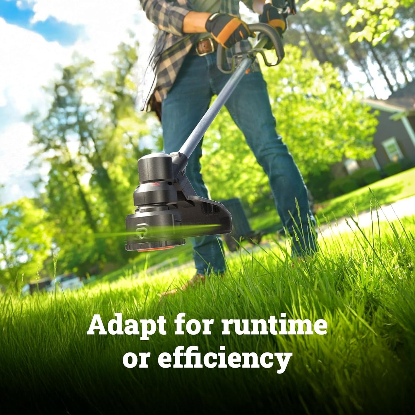 WORX Cordless String Trimmer, 20V 13''-15'' Weed Wracker with Brushless Motor 2.0, 21 cc Gas Equivalent, Quick-Line Reloading, Includes 20V 5.0 Ah PowerShare Pro Battery and Charger, PowerShare