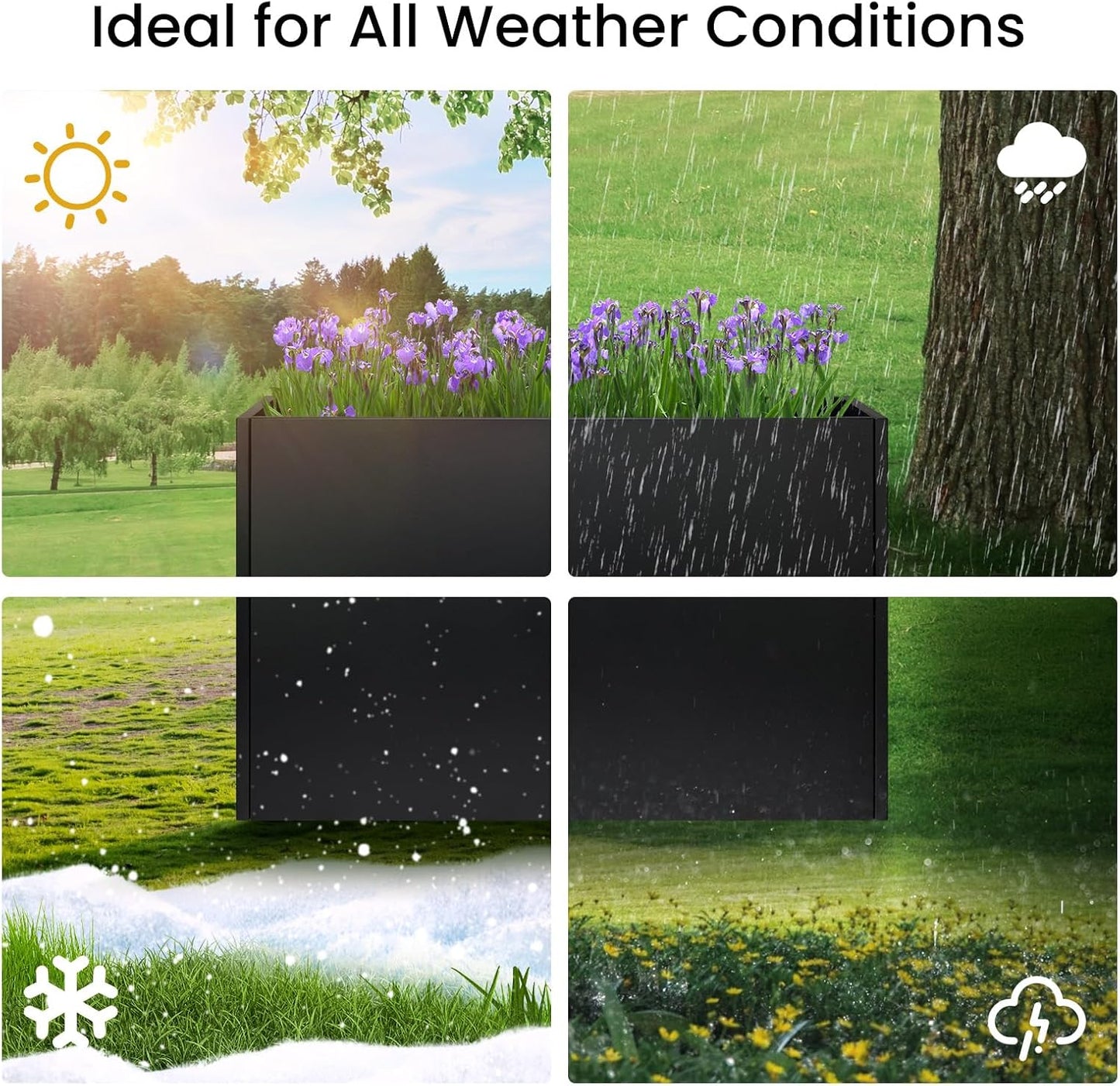 Heavy-Duty Steel Planter Box 38”x12”x30”, Rust-Resistant Large Outdoor & Indoor Plant Container, Metal Garden Box with Drainage Holes & Reinforced Edges