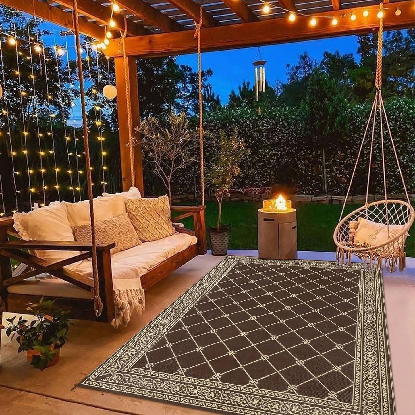 HiiARug Reversible Outdoor Rug 5'x7' Plastic Straw Rugs for Patios RV Camping Mat Reversible Mats Large Floor Mat for RV Outside, Backyard, Deck, Picnic, Beach, Trailer, Camping