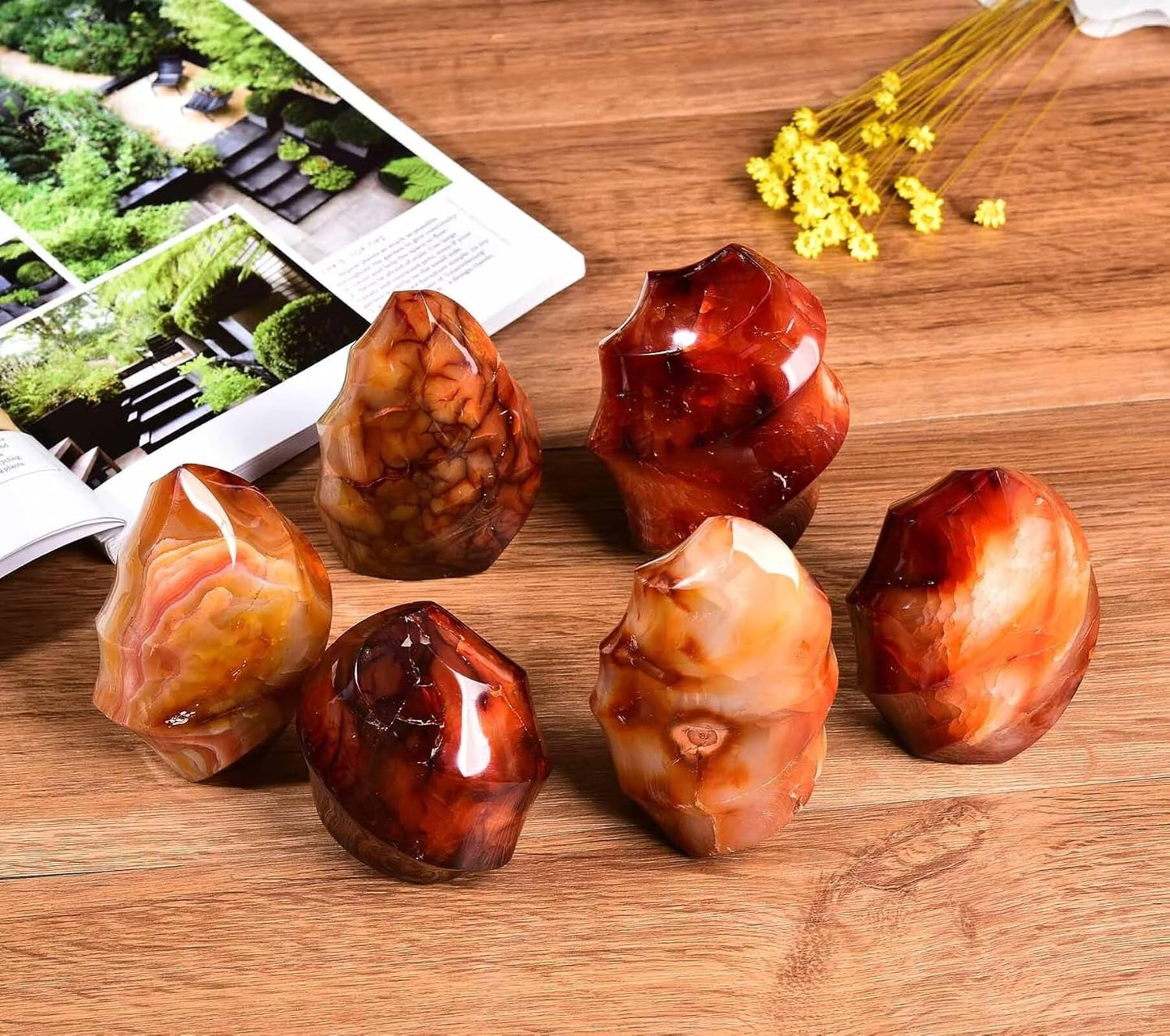 Red Agate Flame Shaped Stone Towers Obelisk Natural Healing Crystal Quartz Reiki Energy Decoration Home Office 2.2-2.8LBS