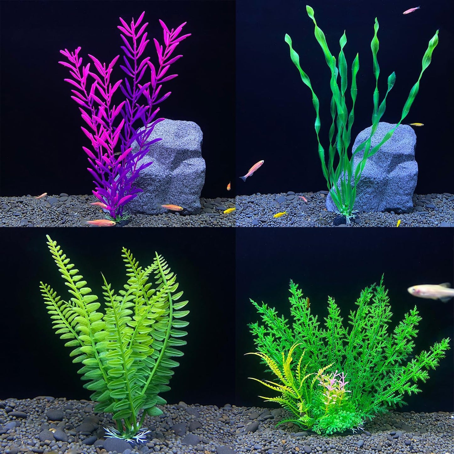 18 Pieces Colorful Artificial Fish Tank Decorations, Aquarium Decorations Fish Tank Purple Artificial Plastic Plants