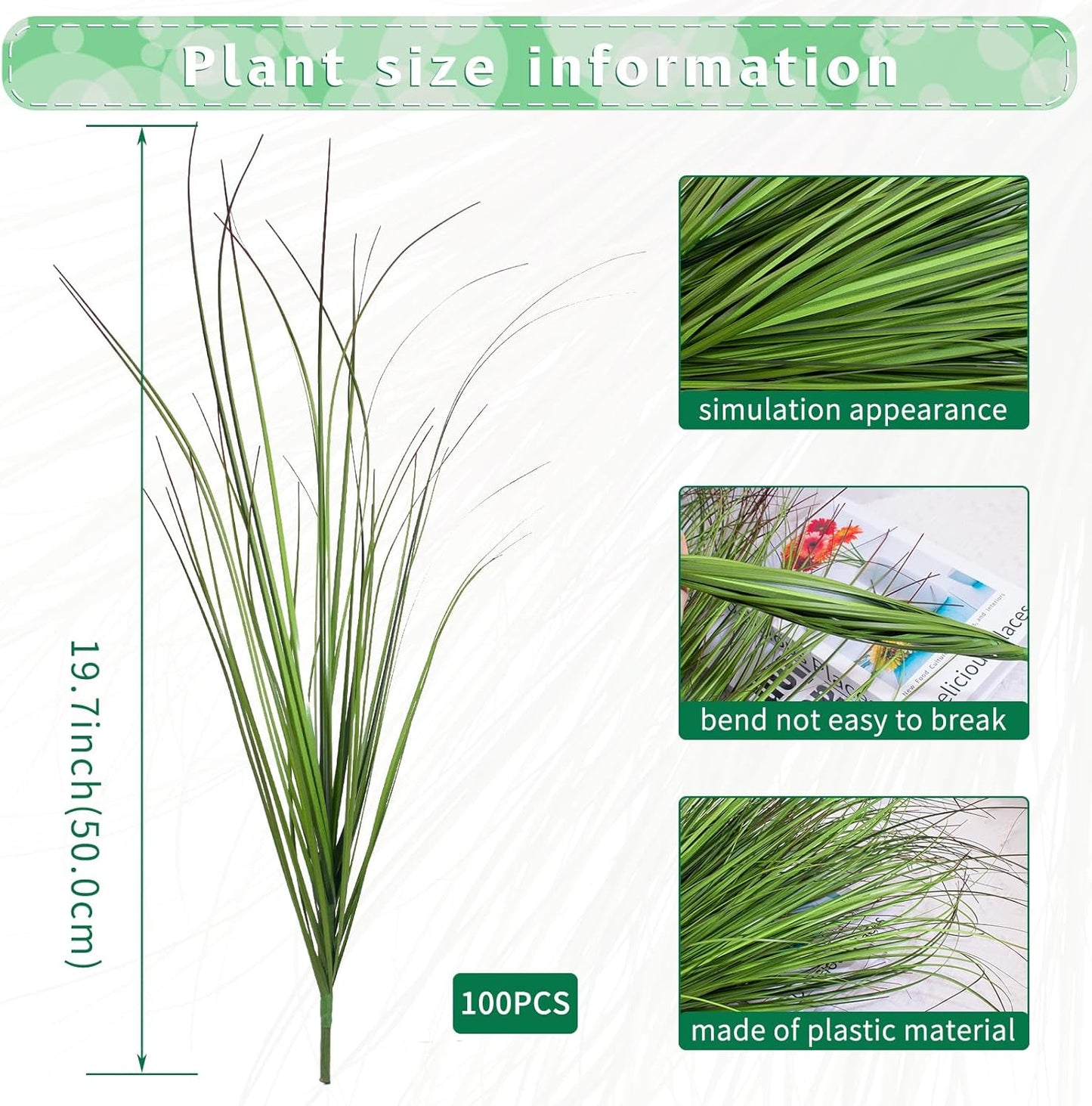 100Pcs Artificial Grass Plants Faux Shrubs Wheat Grass Fake Tall Grass Plants for Outdoor Decor Greenery Stems Weed for Room Indoor Home Decor（Green Red Tail