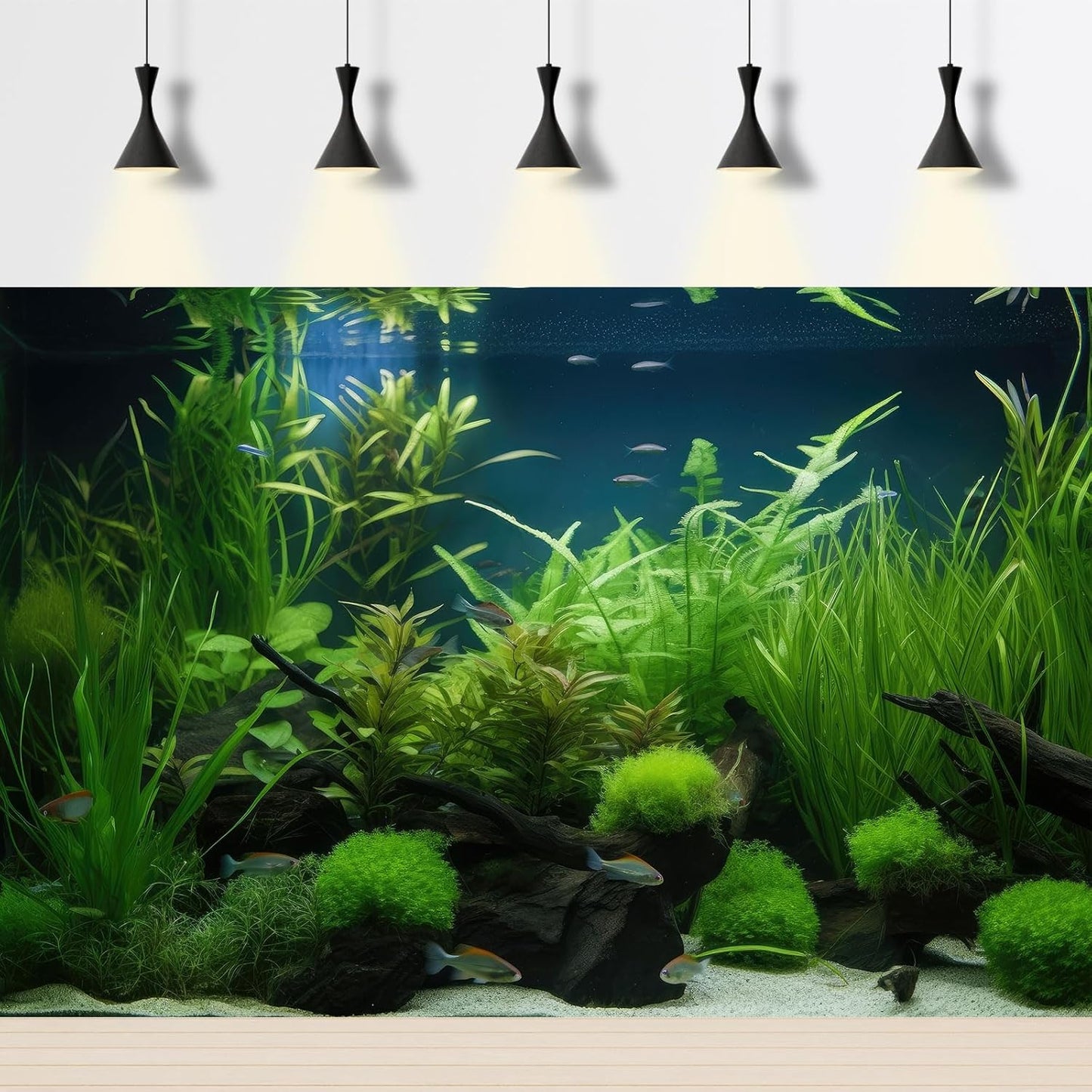 Aquarium Background Diverse Collection of Aquatic Plants Seagrasses Terrarium Background Redwood Root Moss Tropical Style Underwater Plants Fish Tank Background Under The Sea Aquarium Backdrop 60x24in