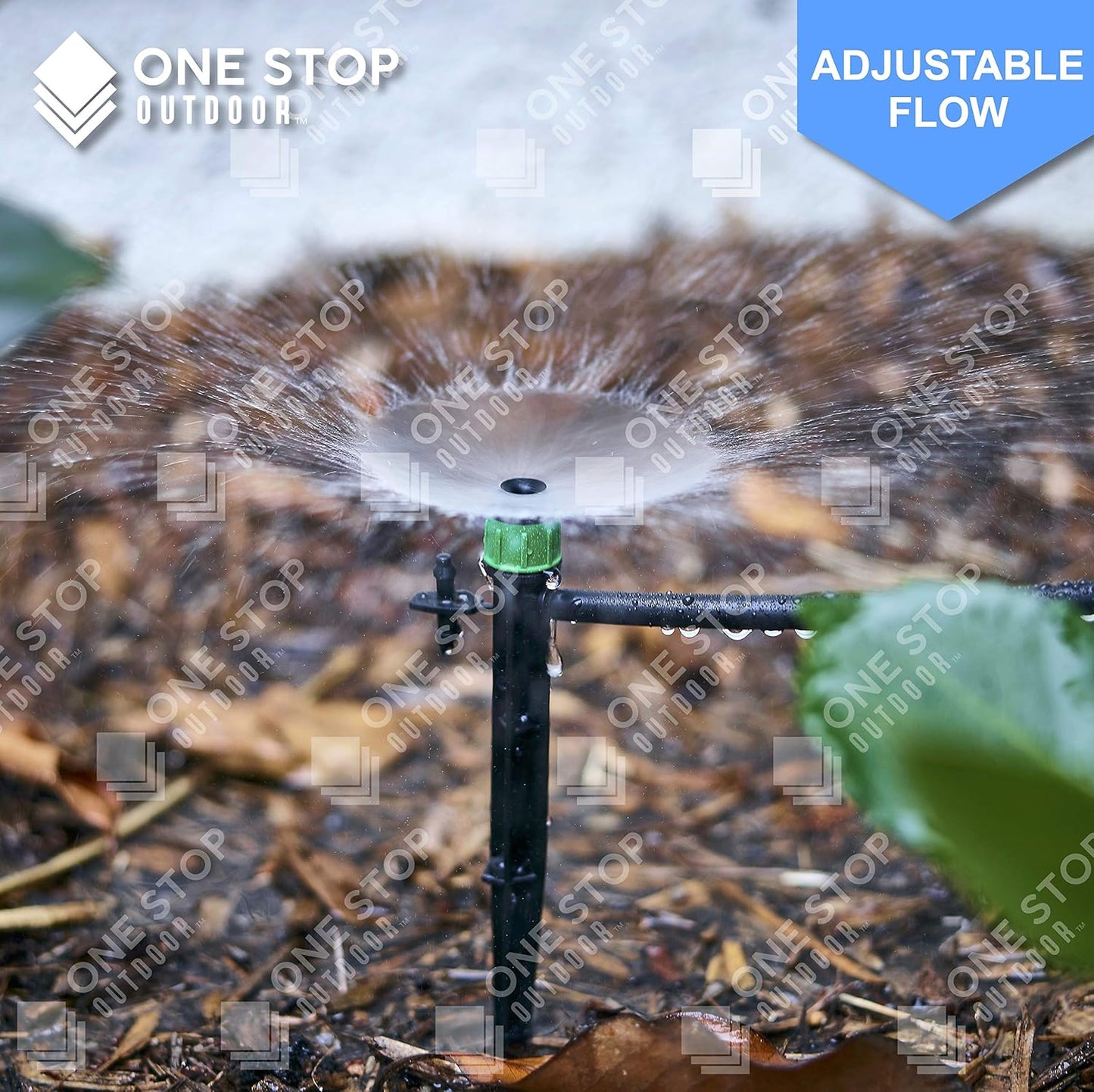 (100-PACK) - 1/4" Inch 360 Degree Drip Emitter On 5" Stake Sprayer Adjustable Flow 0-20 GPH, Fits 1/4 (4-6mm) Irrigation Tubing - Micro Bubbler Drippers for Drip Irrigation (100 Pack Dripper on Stake)
