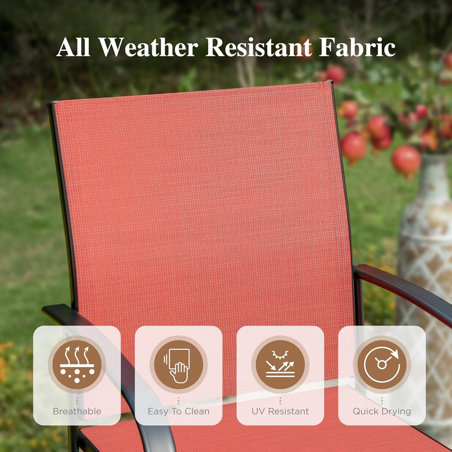 HERA'S HOUSE 9 Pieces Patio Dining Set, Outdoor Table Chairs Set for 8, 8 x Dining Red Chair and 1x Extendable Metal Dining Table for Patio, Lawn, Garden, Porch