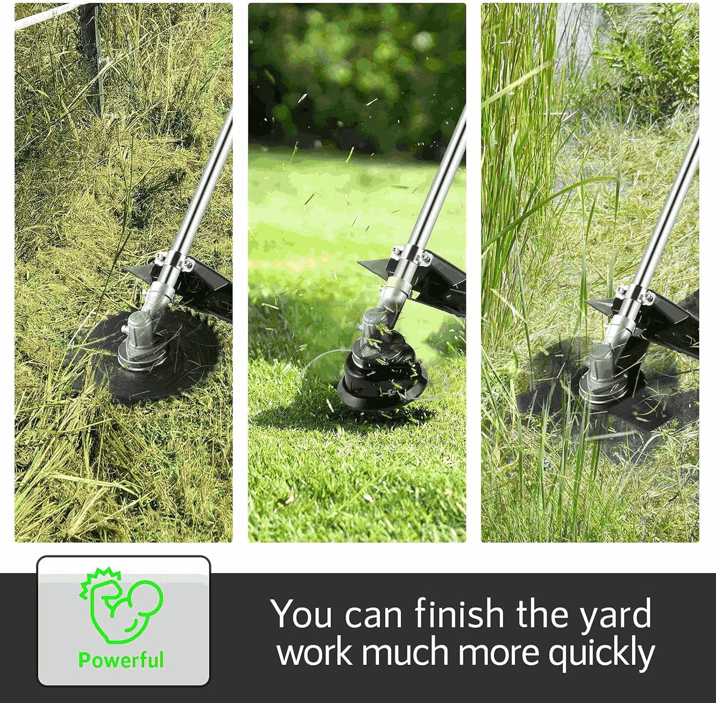 COOCHEER Brush Cutter Gas Powered 58cc, 4 in 1 Weed Wacker Gas Powered, 2 Cycle Straight Shaft String Trimmer Grass Cutter Machine for Lawn and Garden Care Trimming, Green