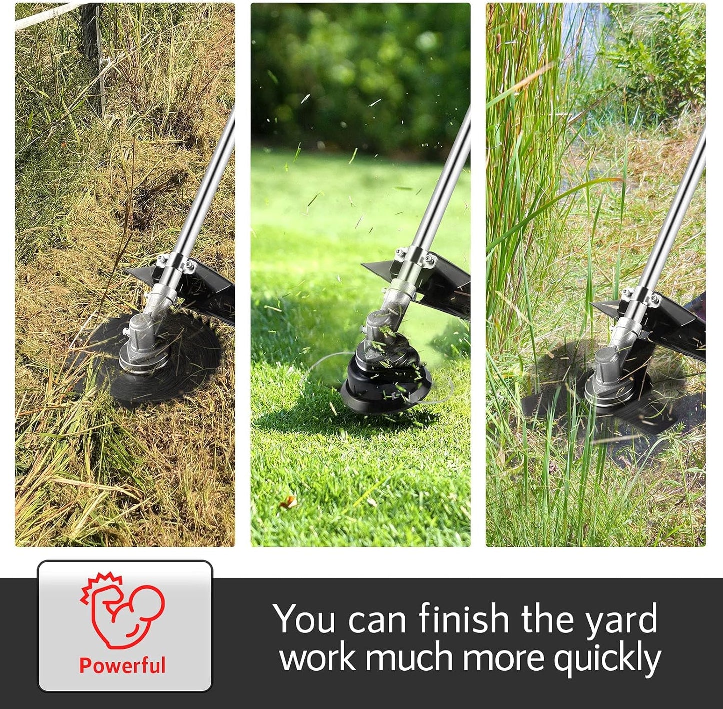 COOCHEER Brush Cutter Gas Powered 58cc, 4 in 1 Weed Wacker, 2-Cycle String Trimmers Gas Brush Cutter Straight Shaft Gas Grass Trimmer for Lawn and Garden Care Trimming, Red